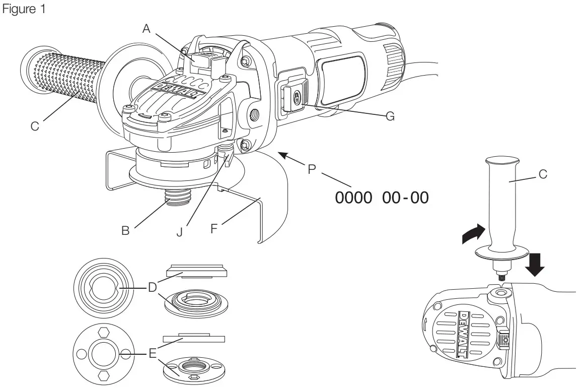 DEWALT DWE4056 Corded 800w Angle Grinder - Figure 1