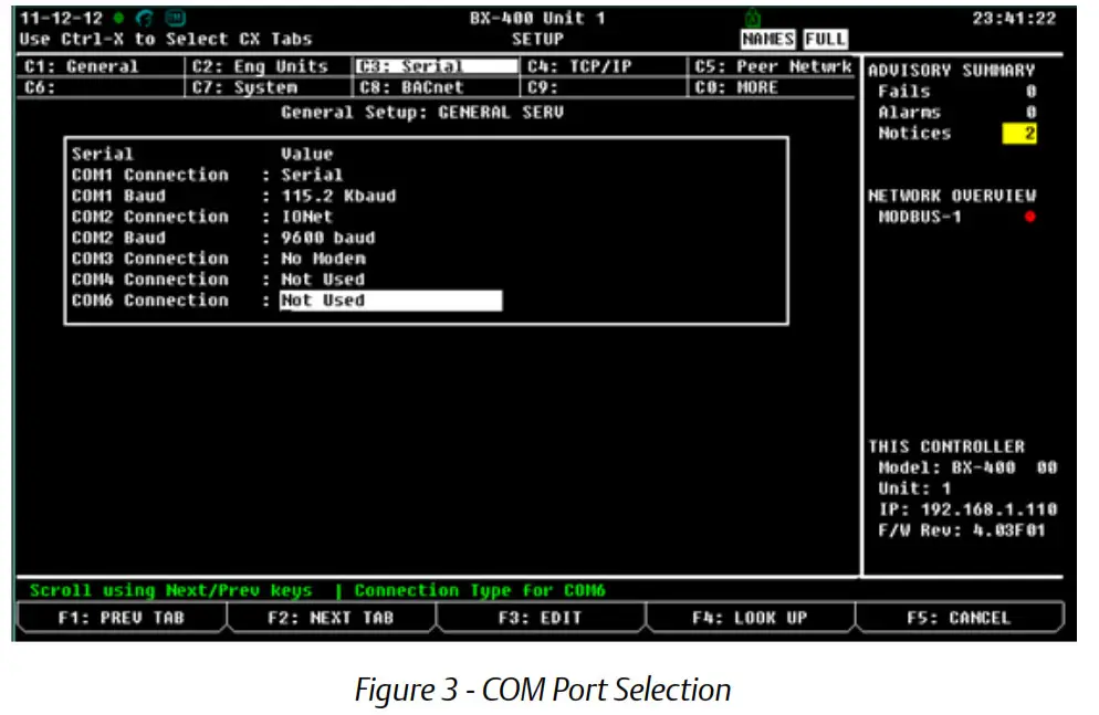 EMERSON E2 Setup with RTD Net Interface MODBUS Device for 527 0447 - COM Port