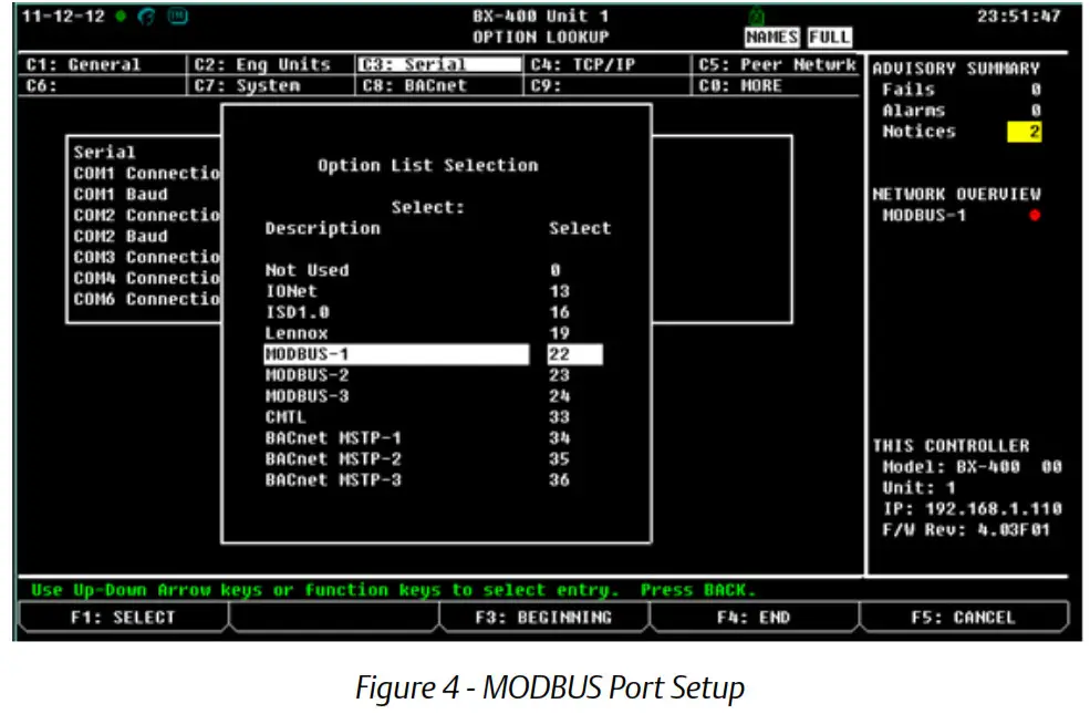 EMERSON E2 Setup with RTD Net Interface MODBUS Device for 527 0447 - MODBUS Port