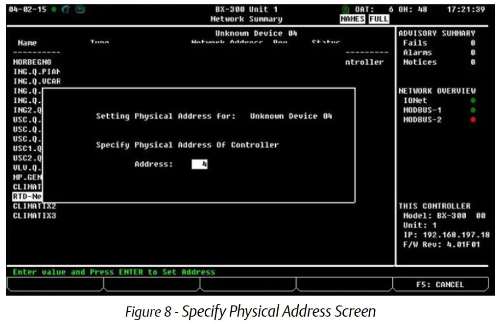 EMERSON E2 Setup with RTD Net Interface MODBUS Device for 527 0447 - Specify Physical
