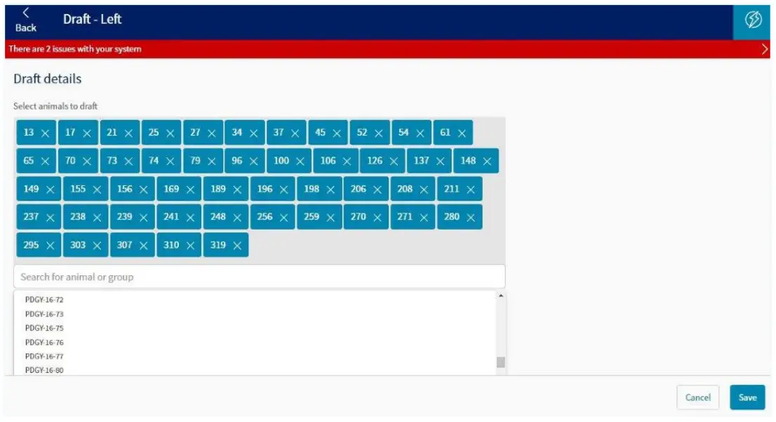 Allflex Protrack Draft - animal then save