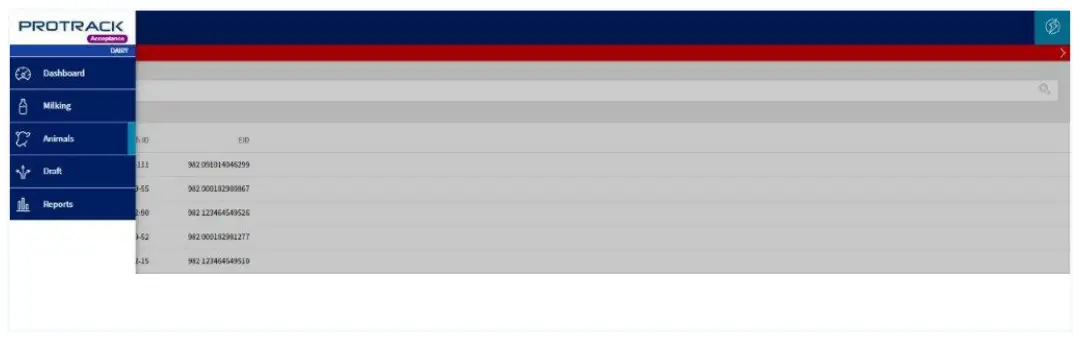 Allflex Protrack Draft - function from the Menu