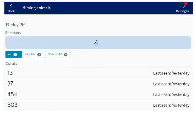 Allflex Protrack Draft - shows the last time