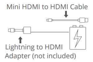 Connecting your iOS device Mini HDMI to HDMI Cable