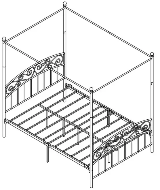 JASMODER-715F-Queen-Size-Metal-Canopy-Bed-Frame-fig-1