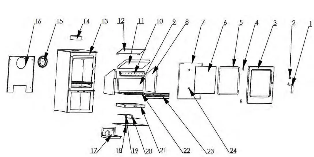 Bilberry Non Boiler Eco Stoves Instruction Manual - BARROW EXPLODED VIEW