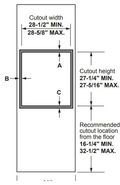 GE CTS90FP2NS1 Professional Series 30Inch Built In Convection French Door Single Wall Oven - DIMENSIONS 1