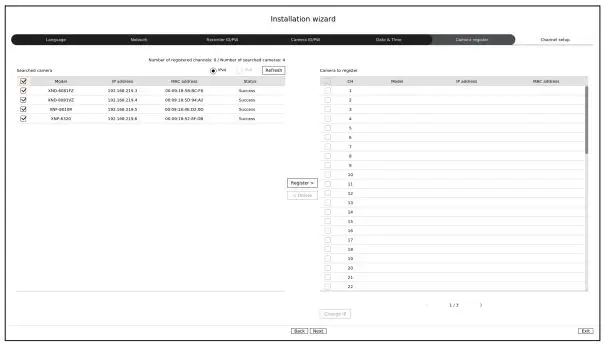 WISENET PRN-6400DB4 Network Video Recorder User Guide - Camera Register