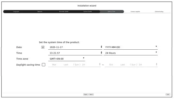WISENET PRN-6400DB4 Network Video Recorder User Guide - Date & Time Setup