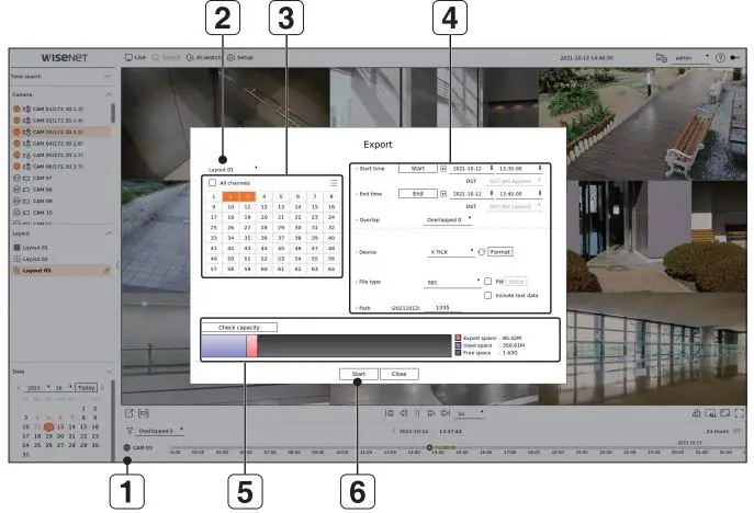 WISENET PRN-6400DB4 Network Video Recorder User Guide - Export recorded video