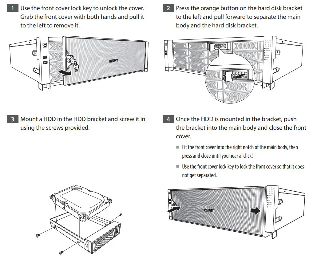 WISENET PRN-6400DB4 Network Video Recorder User Guide - Installing the HDD