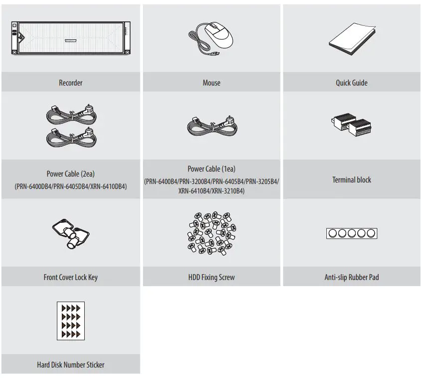 WISENET PRN-6400DB4 Network Video Recorder User Guide - Package Contents