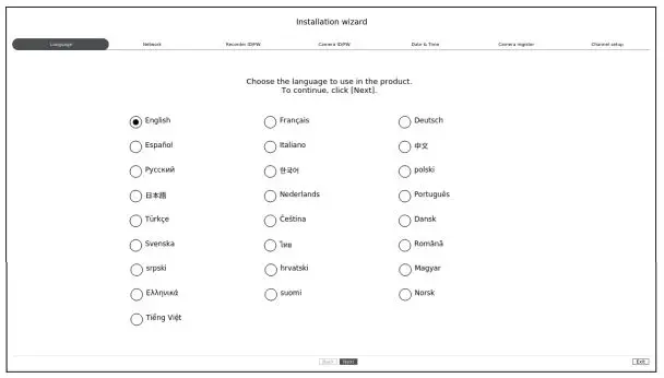 WISENET PRN-6400DB4 Network Video Recorder User Guide - Select the language