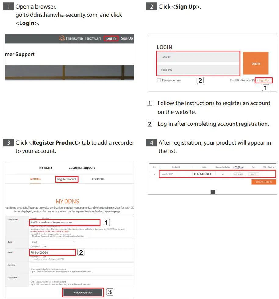 WISENET PRN-6400DB4 Network Video Recorder User Guide - Wisenet DDNS Setup
