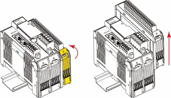 FIG 4 Removing a 45M Module from a DIN Rail
