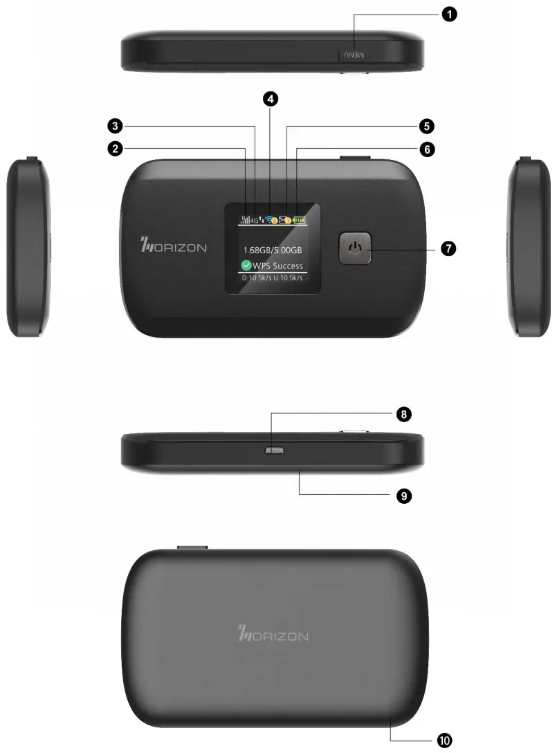 HORIZON MH50 Mobile Hotspots 4G MiFi - Device overview