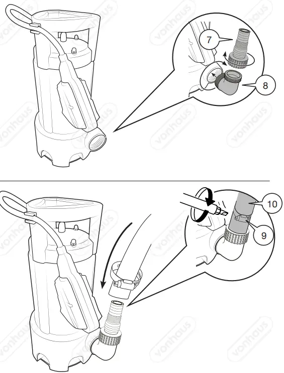 VonHaus-3500146 -1100W- Water- Drainage -Pump- with- 8m -Hose-fig-2