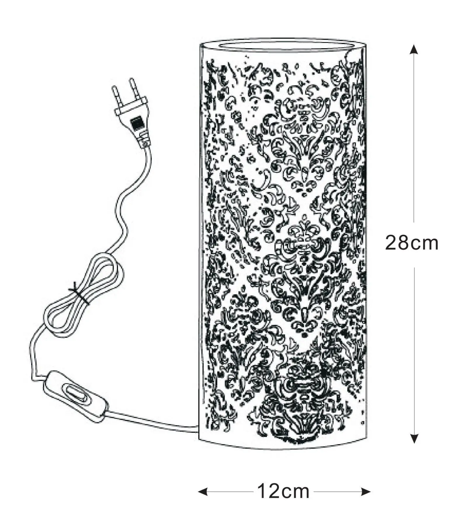 LUCIDE 13511 Kant Table Lamp - TECHNICAL DRAWING & DIMENSIONS