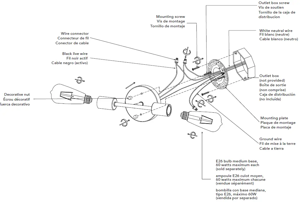 globe 65558 Alexandria 10 Inch 2 Light Matte Black 04