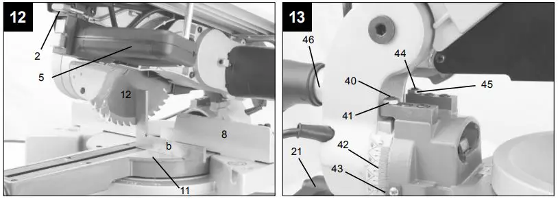 scheppach 5901103901 254 mm Table Crosscut and Mitre Saw Instruction Manual - Fig 12,13