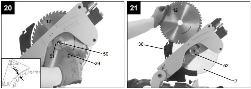 scheppach 5901103901 254 mm Table Crosscut and Mitre Saw Instruction Manual - Fig 20,21