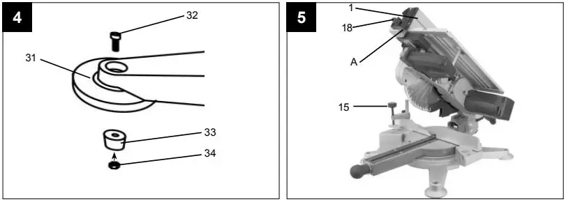 scheppach 5901103901 254 mm Table Crosscut and Mitre Saw Instruction Manual - Fig 4,5