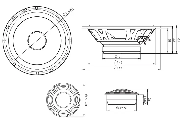 BASS HABIT P165C Car Speaker System - Aluminium