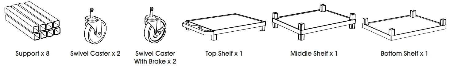 ULINE H-5007 3-Shelf Utility Cart - PARTS