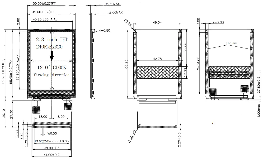 Surenoo STP0280C2-240320 Series TFT LCD Panel - 1