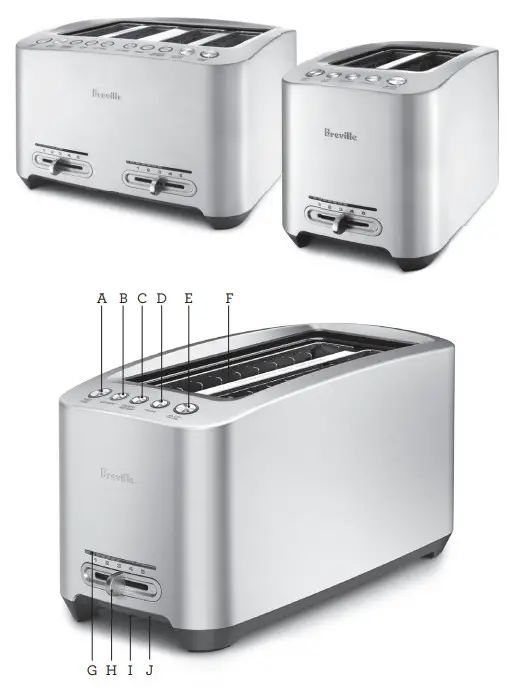 Breville BTA825 Smart Toast 2 Slice Motorised Toaster - Components