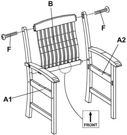6Pc Teak Dining Set IT-610610T - Chair Installation Step 2