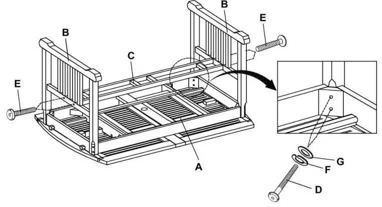 6Pc Teak Dining Set IT-610610T - Table Installation Step 1