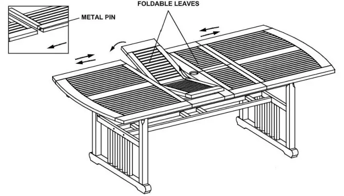 6Pc Teak Dining Set IT-610610T - Table Installation Step 2