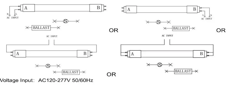 PLT Solutions 4 ft. Hybrid LED T8 Tubes - Direct AC wiring diagram