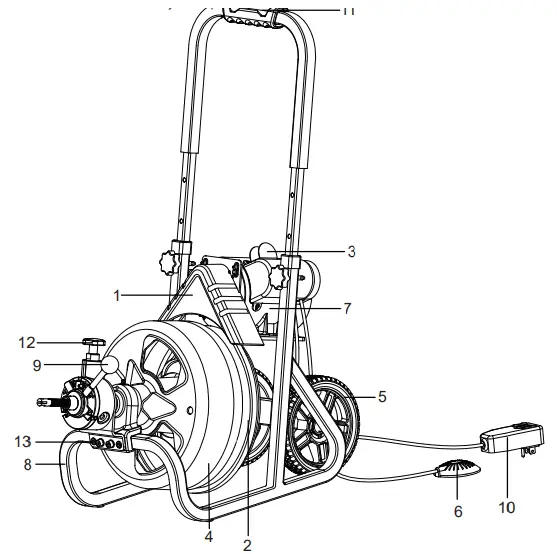 ENGiNDOT DCM01A 75Ft x 1 2 Inch Drain Cleaner Machine - parts