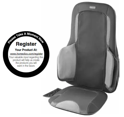 Homedics MCS-775H Air Compression + Shiatsu Massage Cushion with Heat Instruction - Air Compression