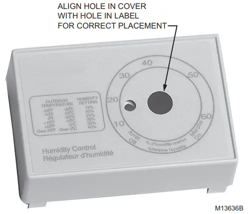 Honeywell HE120 By pass Drum Humidifier - Humidistat Cover Label