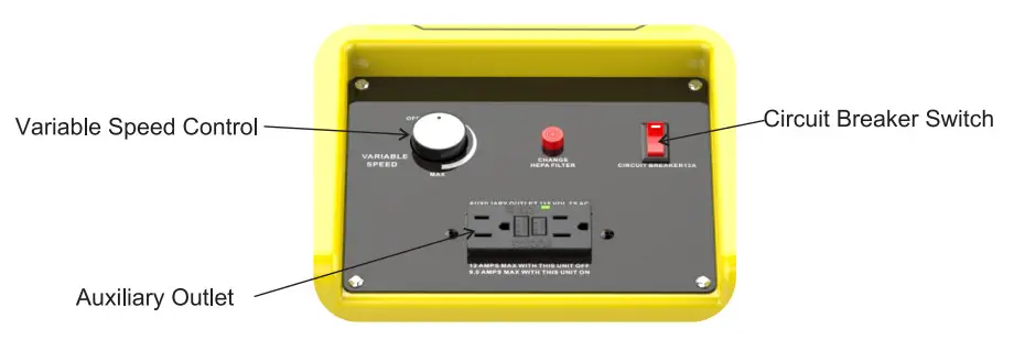 ALORAIR CleanShield HEPA 550 Heavy Duty Commercial Air Scrubber HEPA Filter System - CONTROL PANEL