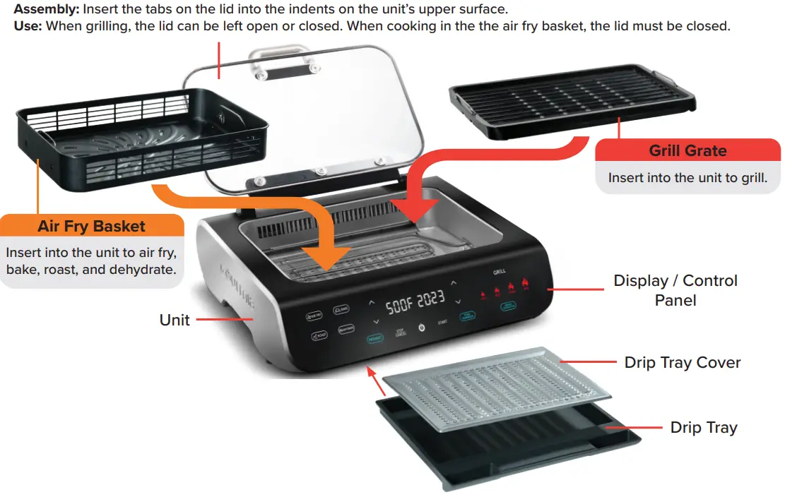 Gourmia GGA2100 Smokeless Grill and Air Fryer - Assembly