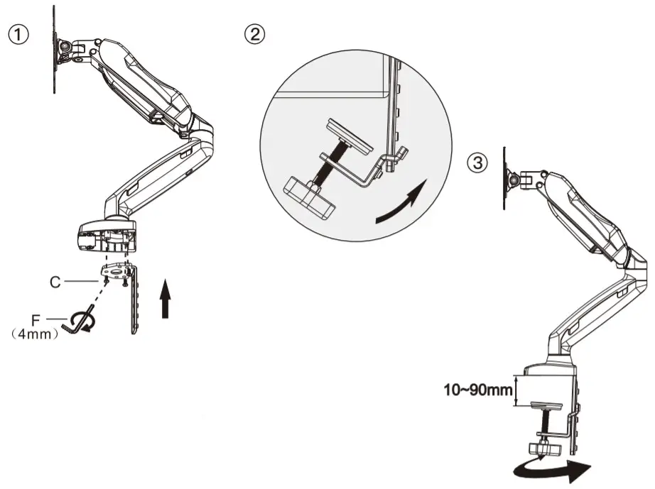 AM Alphamount Monitor Desk Mount -installation 1