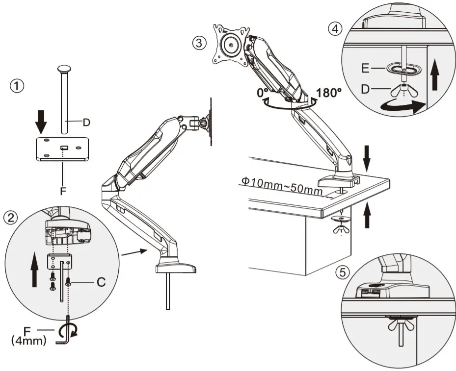 AM Alphamount Monitor Desk Mount -installation3