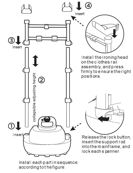 Midea GZ20D2W Garment Steamer - support rod