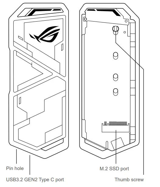 ASUS ESD-S1C ROG Strix Arion SSD External Portable Enclosure Case - fig 1