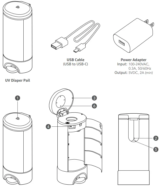 munchkin 38304 UV Diaper Pail-fig2