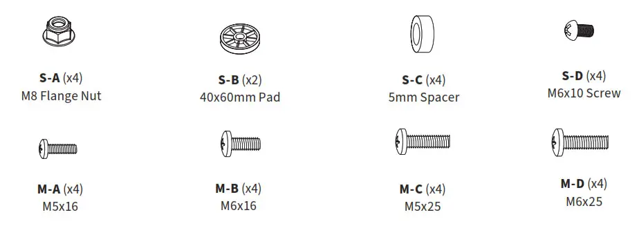 VIVO MOUNT - PACKAGE CONTENTS tol 1