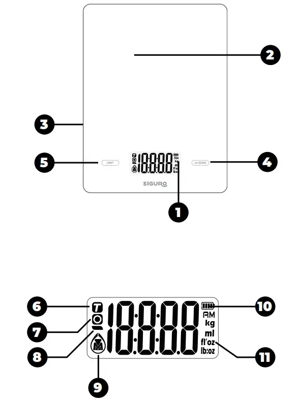 SIGURO SGR-SC710x-KGRB Kitchen Scale - Figure 1