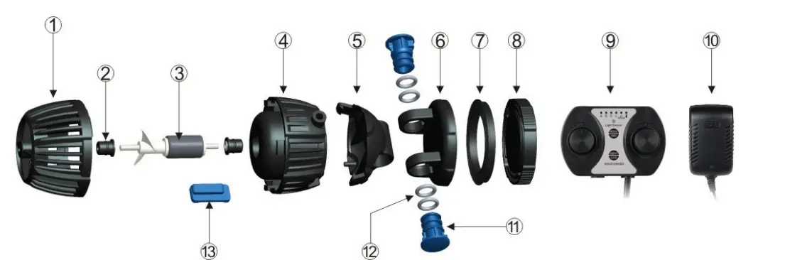SUNSUN CW-110 Aquarium Pump Wave Maker - Parts list 1