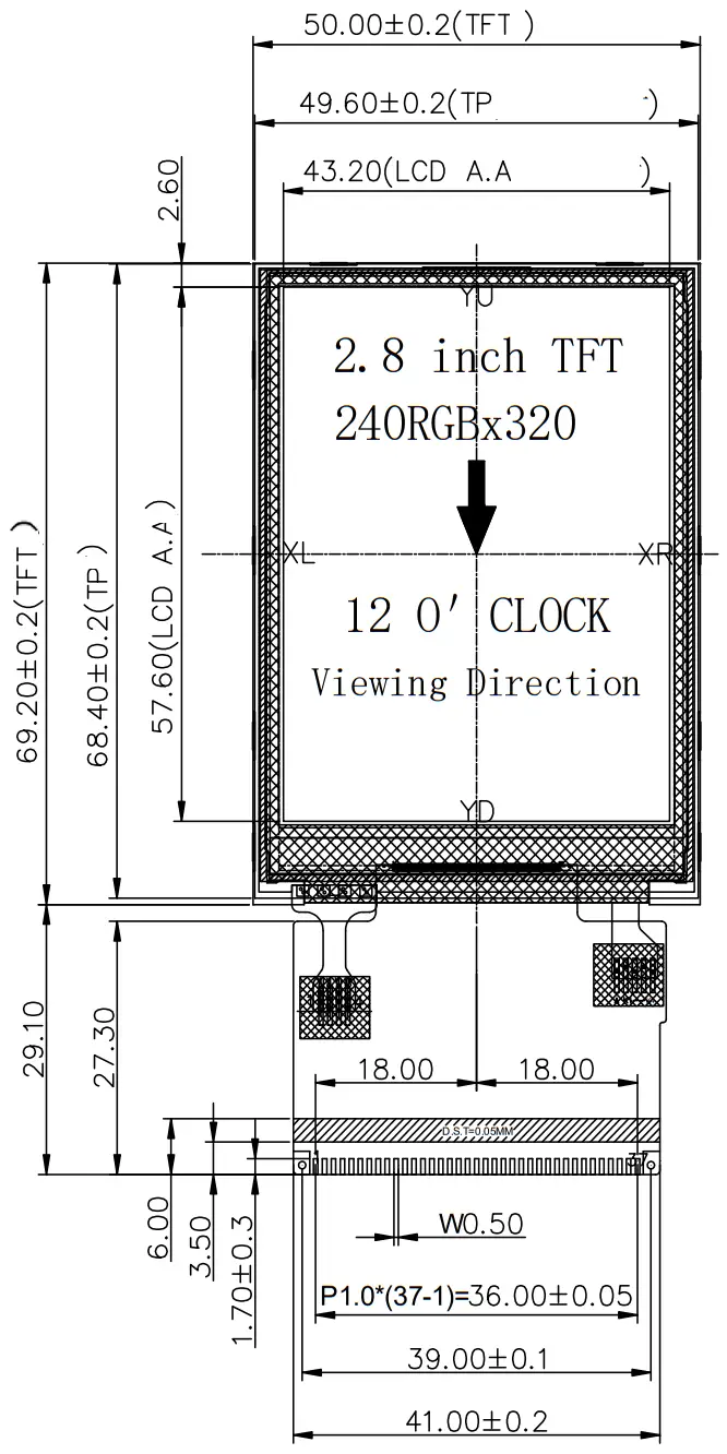 Surenoo STP0280C1 240320 Series TFT LCD Panel - Figure 1