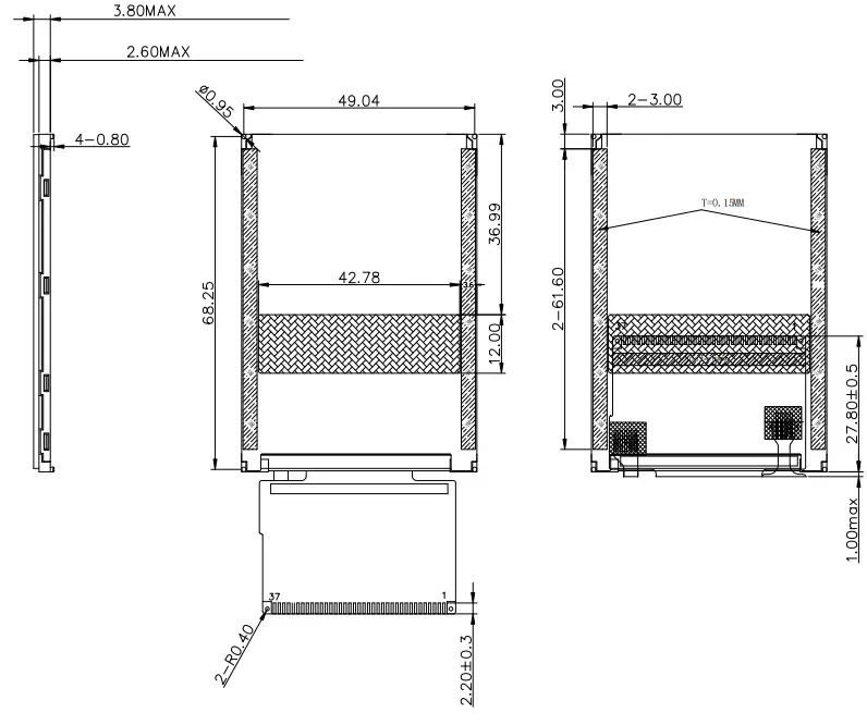 Surenoo STP0280C1 240320 Series TFT LCD Panel - Figure 2