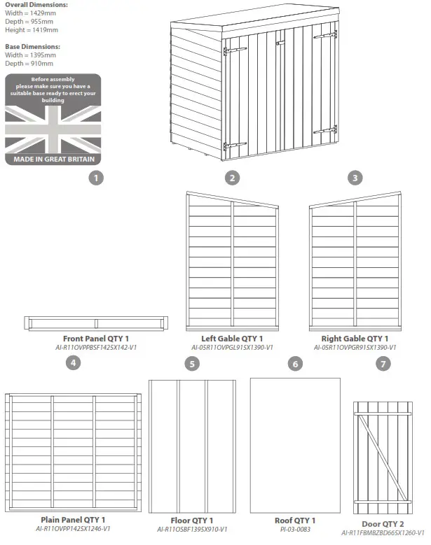 Forest Garden DIP Treated Overlap Pent 3X5 Double Door Storage - fig6